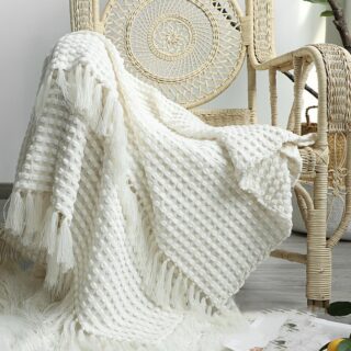 Couverture cocooning style bohème blanc