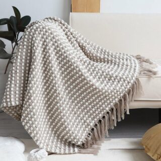 Couverture cocooning style bohème gris