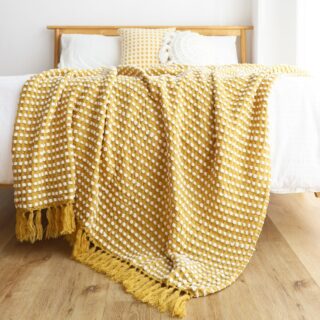 Couverture cocooning style bohème jaune
