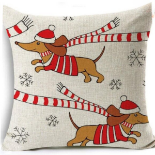 Housse coussin chien Noël