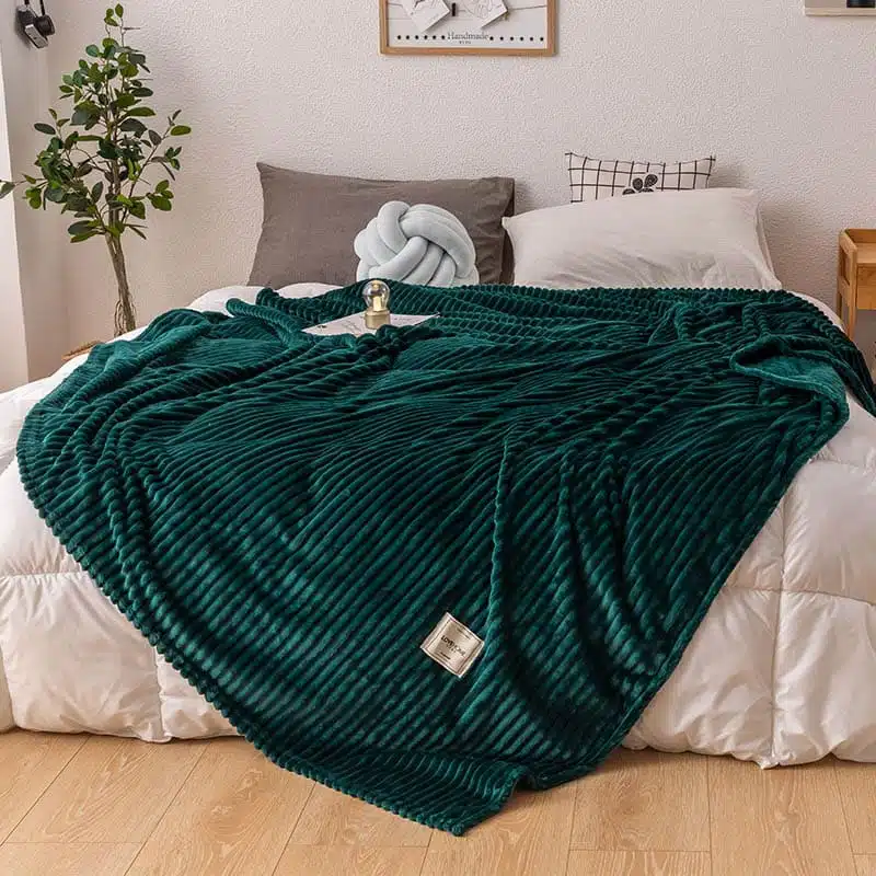 Plaid en flanelle matelassée bleu canard Plaid en flanelle matelassée bleu canard