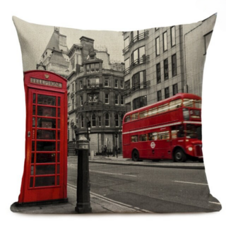 Housse de Coussin Design Rouge et Gris