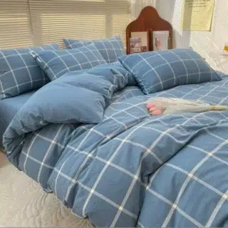 Parure de Lit à Carreaux Bleu